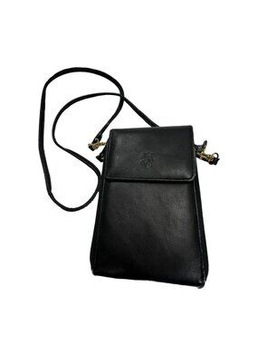 Black Leather Crossbody Bag With Adjustable Strap & Multiple Pockets 39I